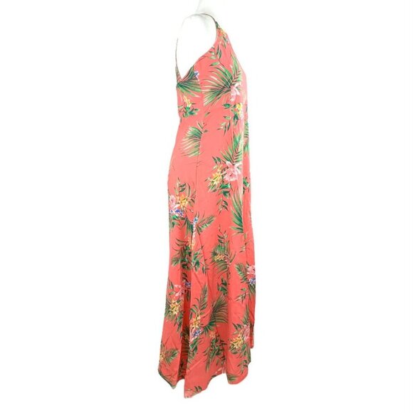 28 Palms Loose Fit Halter Neck Sleeveless Women's Maxi Dress Orange/Green Size S - Picture 3 of 8